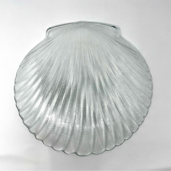 Vintage Arcoroc Coquillage France Clear Sea Shell Platter Textured 13” Beachy - Picture 6 of 7